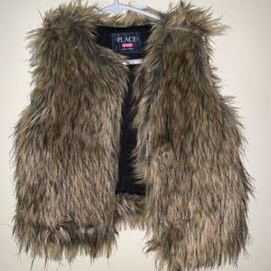 Faux fur girls vest